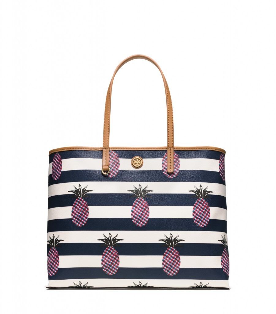 TB Kerrington Square Tote in Pineapple Stripe Large