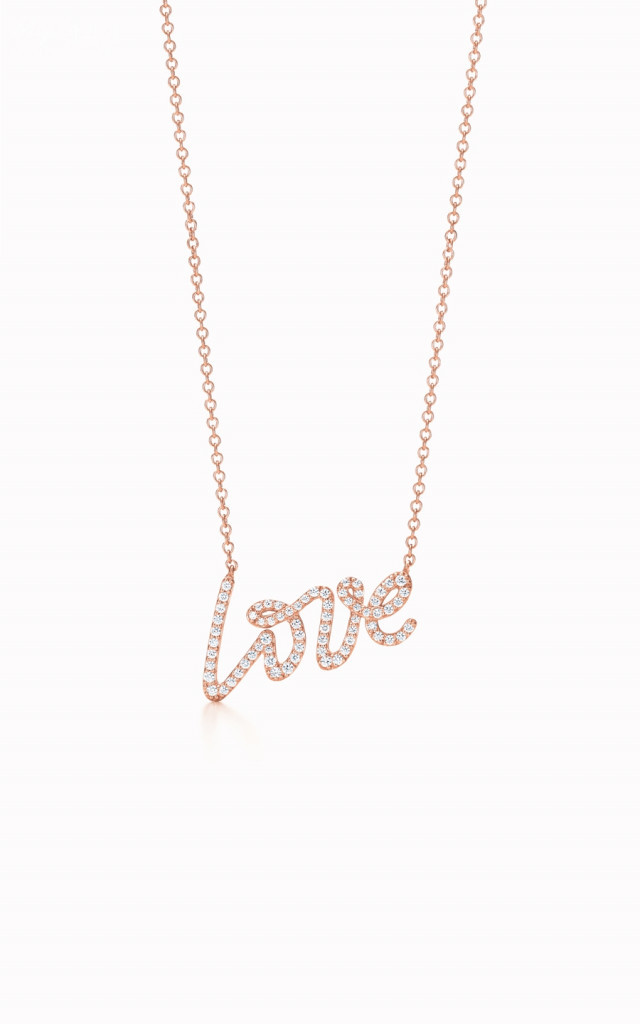 Paloma Picasso Love pendant in 18k rose gold with diamonds.